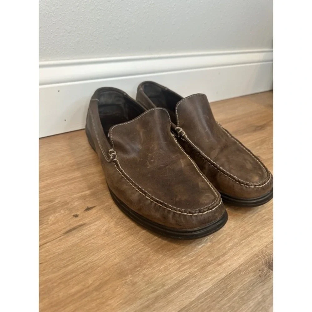 Cole Haan Leather Loafer Men 11.5‎ Brown Nike Air Slip On Shoes Business Classic
